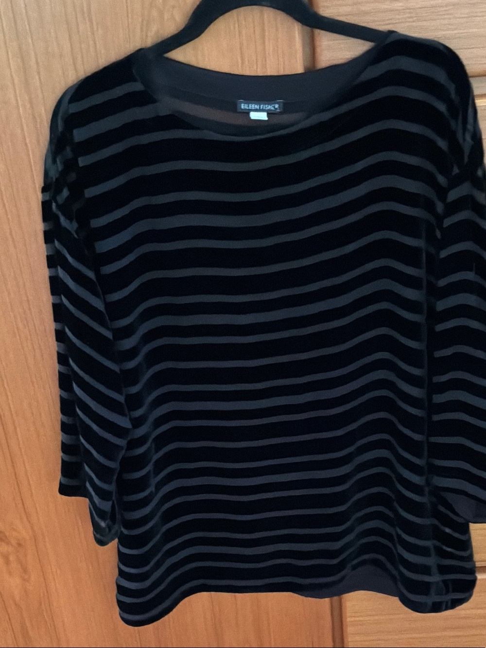 Eileen Fisher Black and mesh Striped Long Sleeve Top